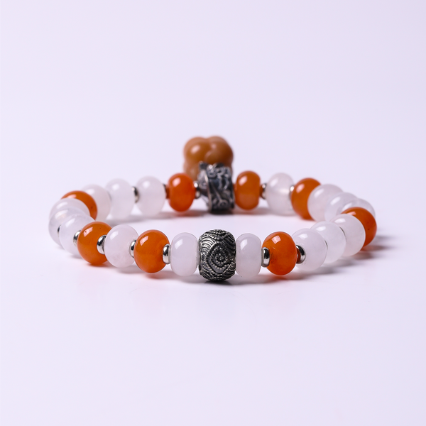 Ferryman Lucid Dream White Jade & Red Agate Bracelet