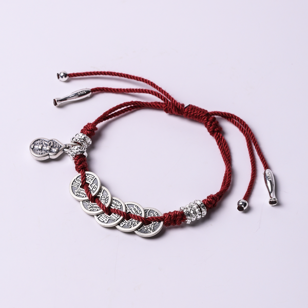Ferryman Reversed Reverie Pure Silver Five - Emperor Coins & Gourd Blessing Bracelet