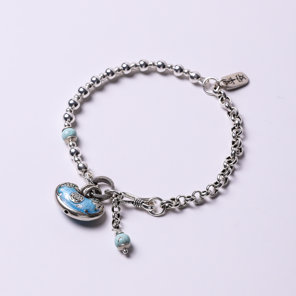 Ferryman Reversed Reverie Pure Silver Peace Lock Blessing Bracelet