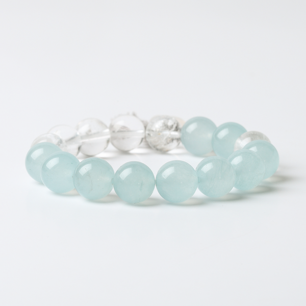 Ferryman Balanced Soul Rock Crystal & Aquamarine Bracelet